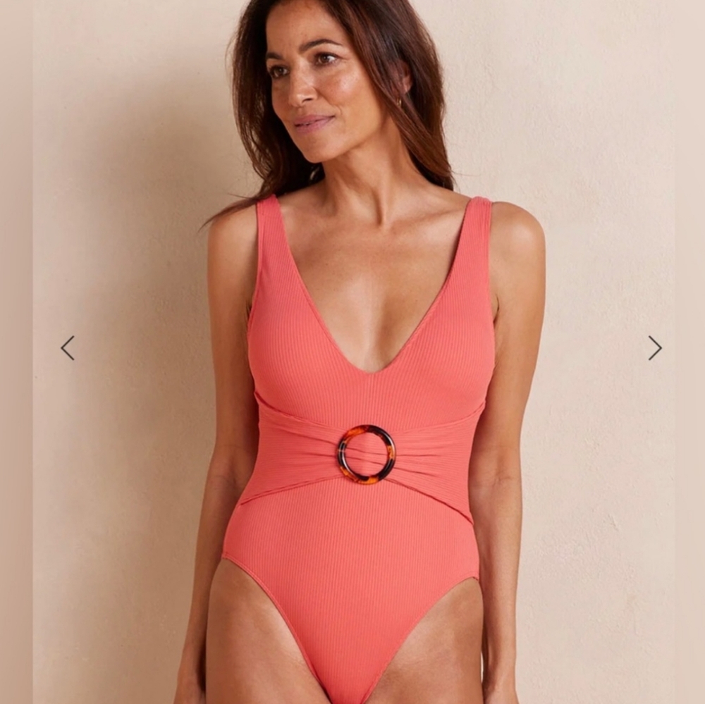 Summersalt The Ribbed Belted Backflip One Piece Spiced Coral Swimsuit